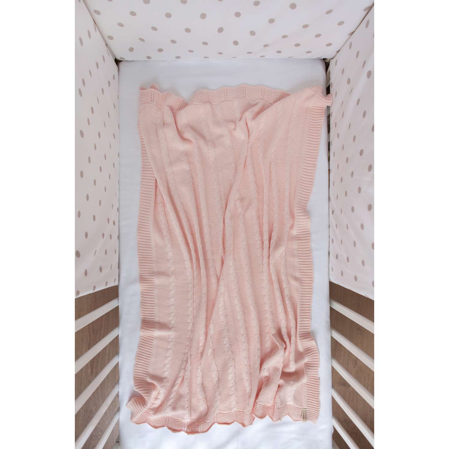 Плед вязаный для новорожденных Luxberry размер 75*100 хлопок 100% цвет розовый - фото 3