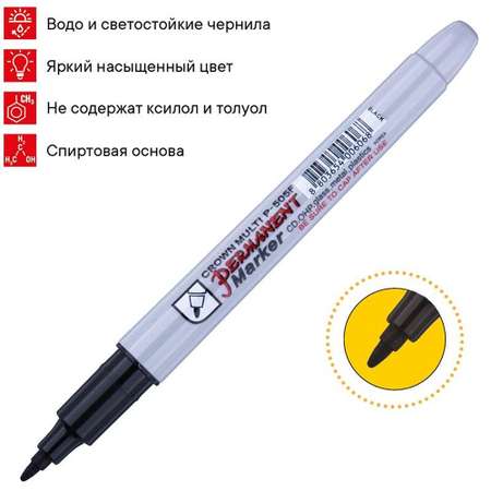 Маркер перманентный CROWN Multi Marker 1мм черный 5 штук