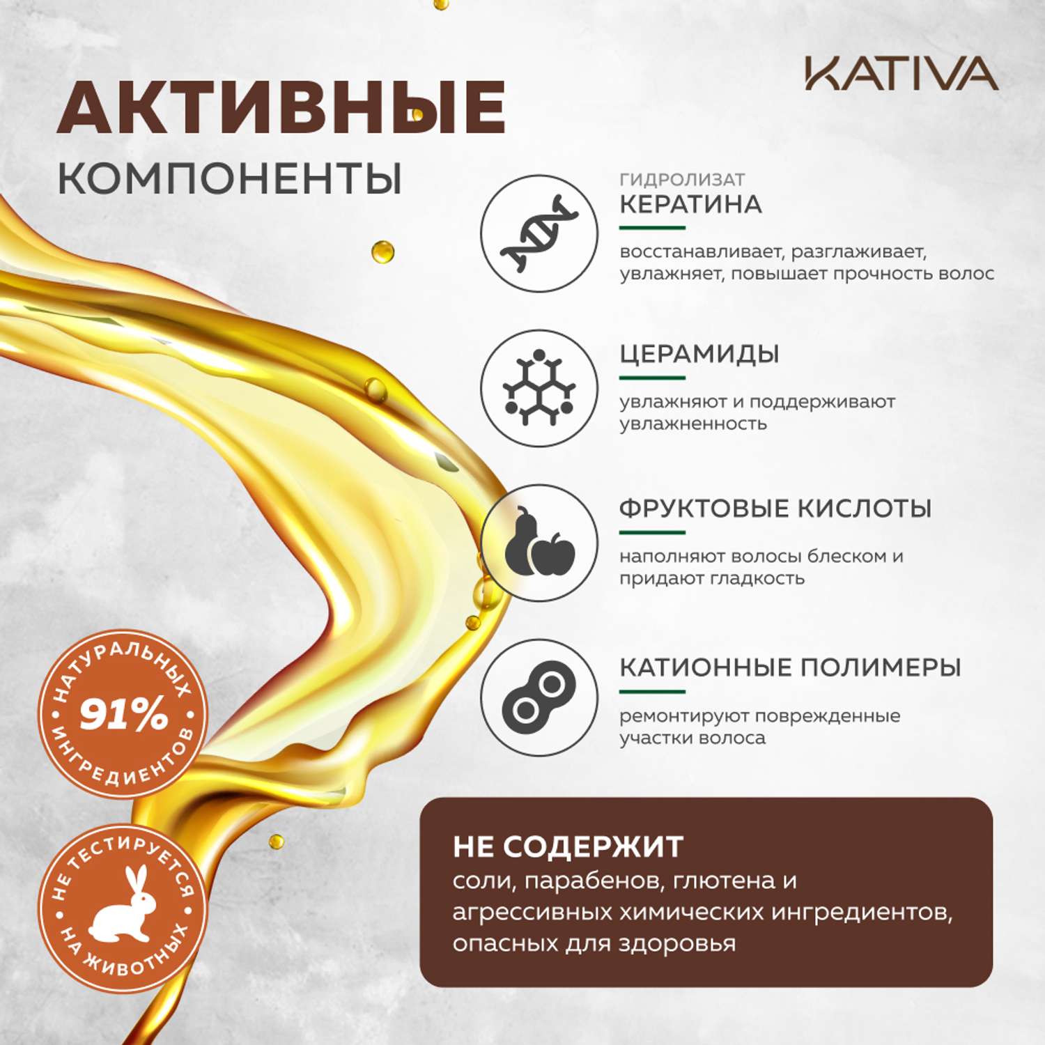 Бальзам-кондиционер Kativa для всех типов волос кератиновый укрепляющий KERATINA 250 мл. - фото 4