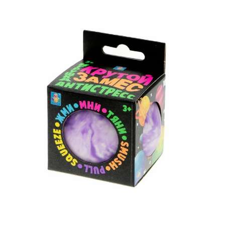 Мяч антистресс для рук Крутой замес 1TOY шар галактика фиолетовый жмякалка мялка тянучка 7 см 1 шт