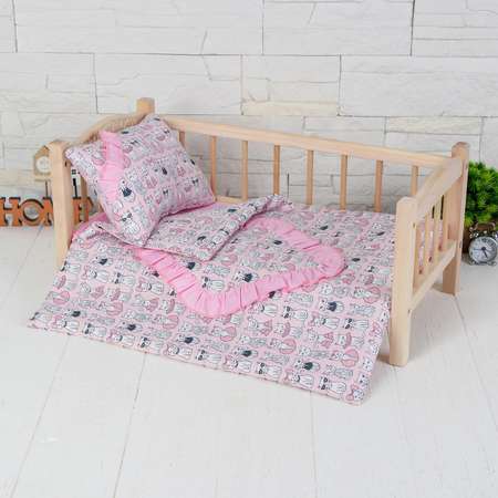 Постельное бельё для кукол Страна карнавалия «Котята на розовом» простынь одеяло подушка