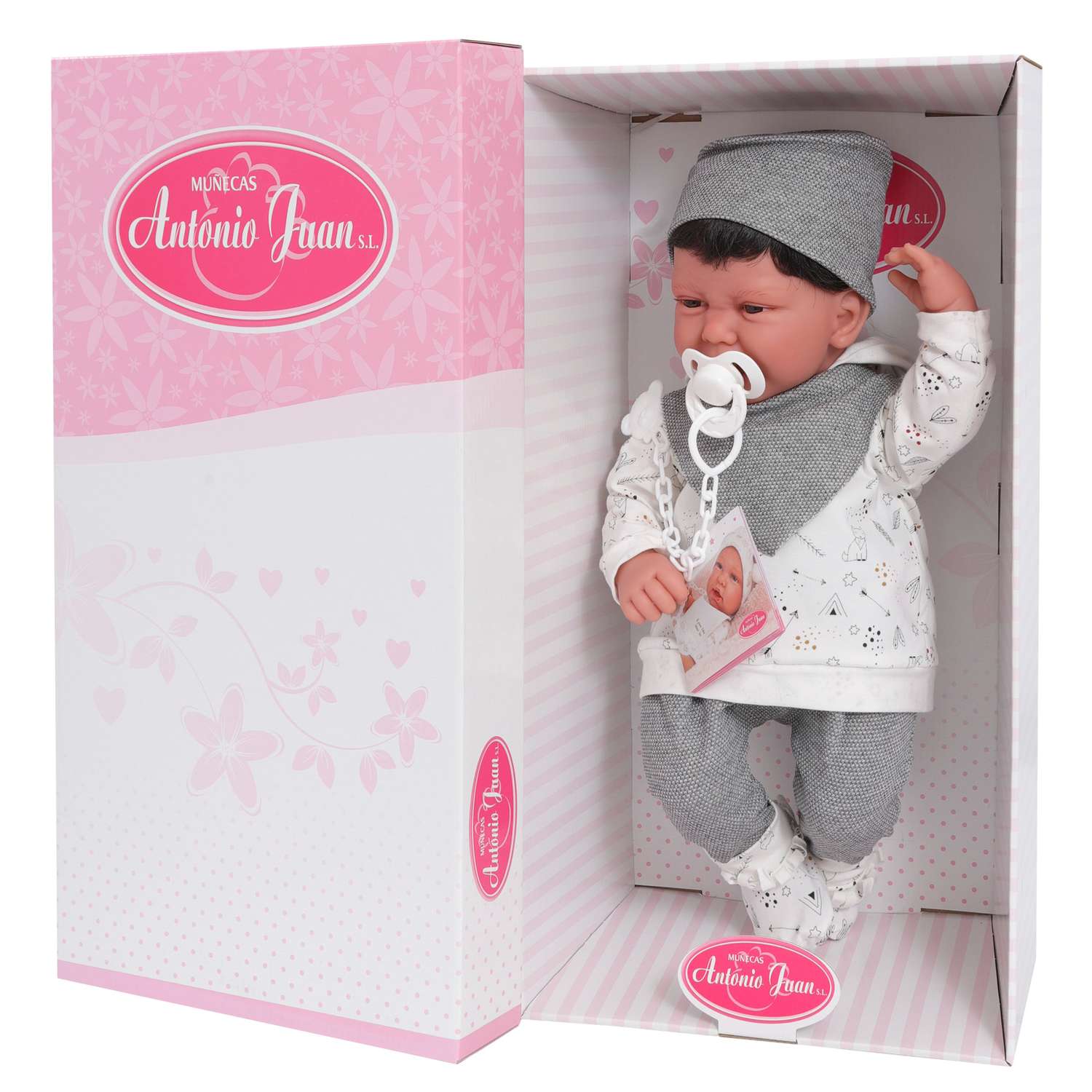 Кукла младенец Antonio Juan Реборн Эльза в сером 40 см мягконабивная 3389G - фото 12