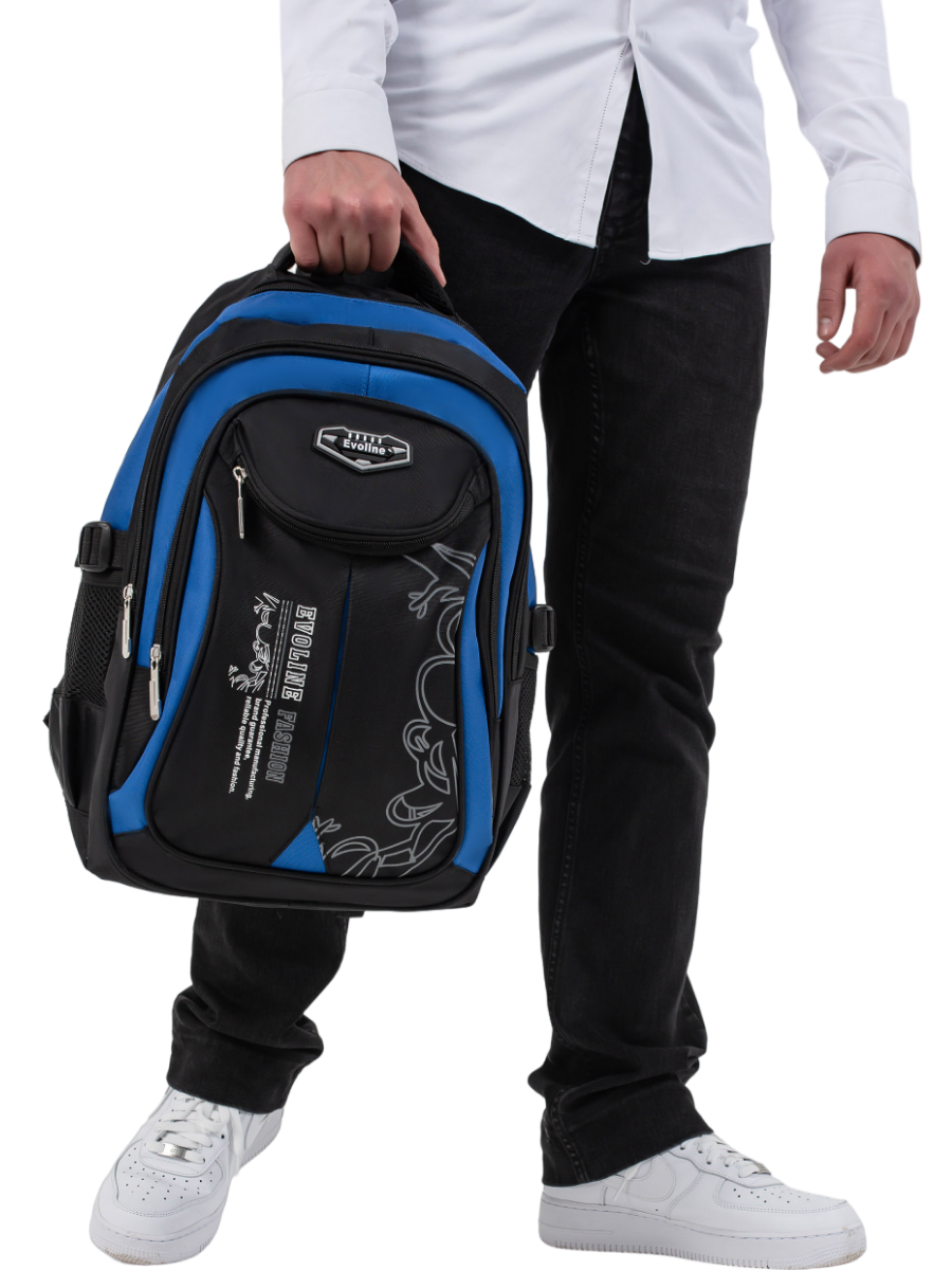 Рюкзак школьный Evoline большой черно-голубой EVOS-318 - фото 9
