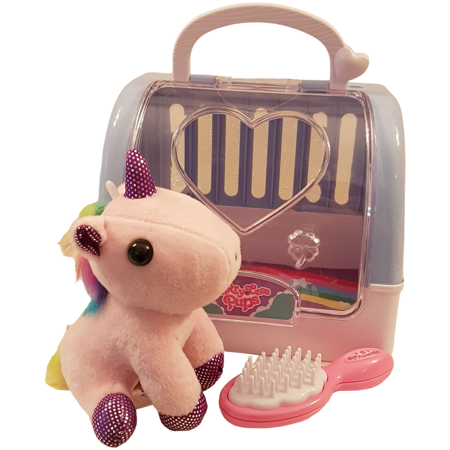 Мягкая игрушка мини EstaBella Единорожка с домиком переноской. Розовая. 13 см. - фото 1