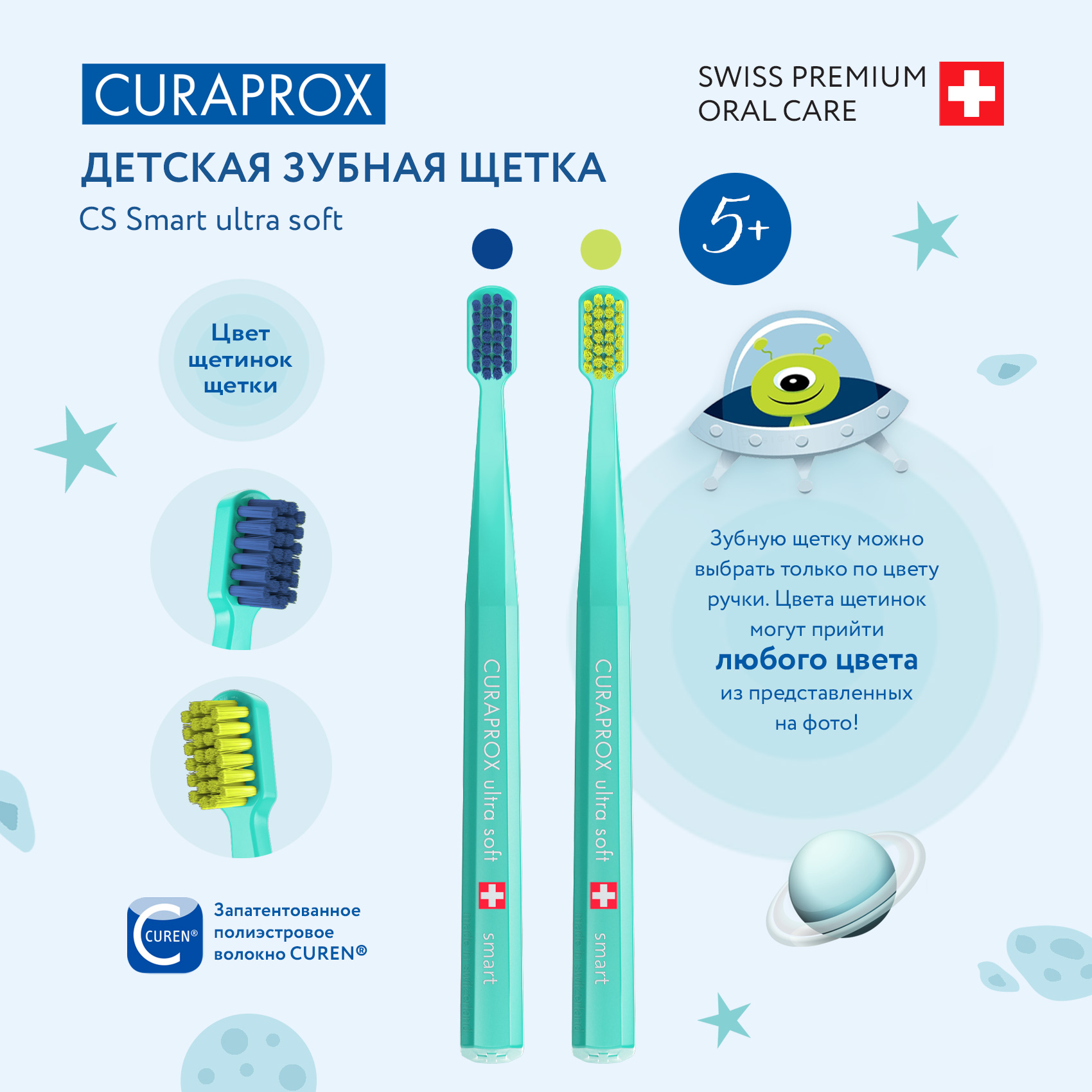 Зубная щетка Curaprox детская Smart бирюзовая - фото 2