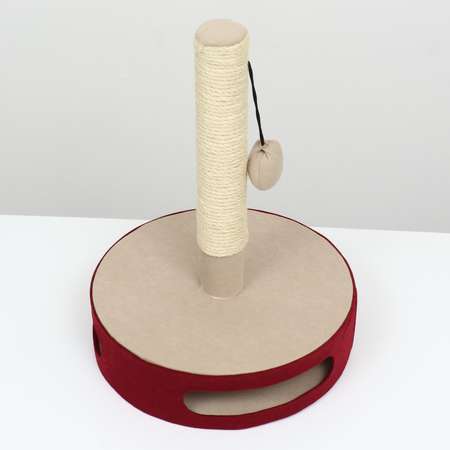 Когтеточка-столбик Пижон на подставке основание игрушка с шариком 34х46 см бордо