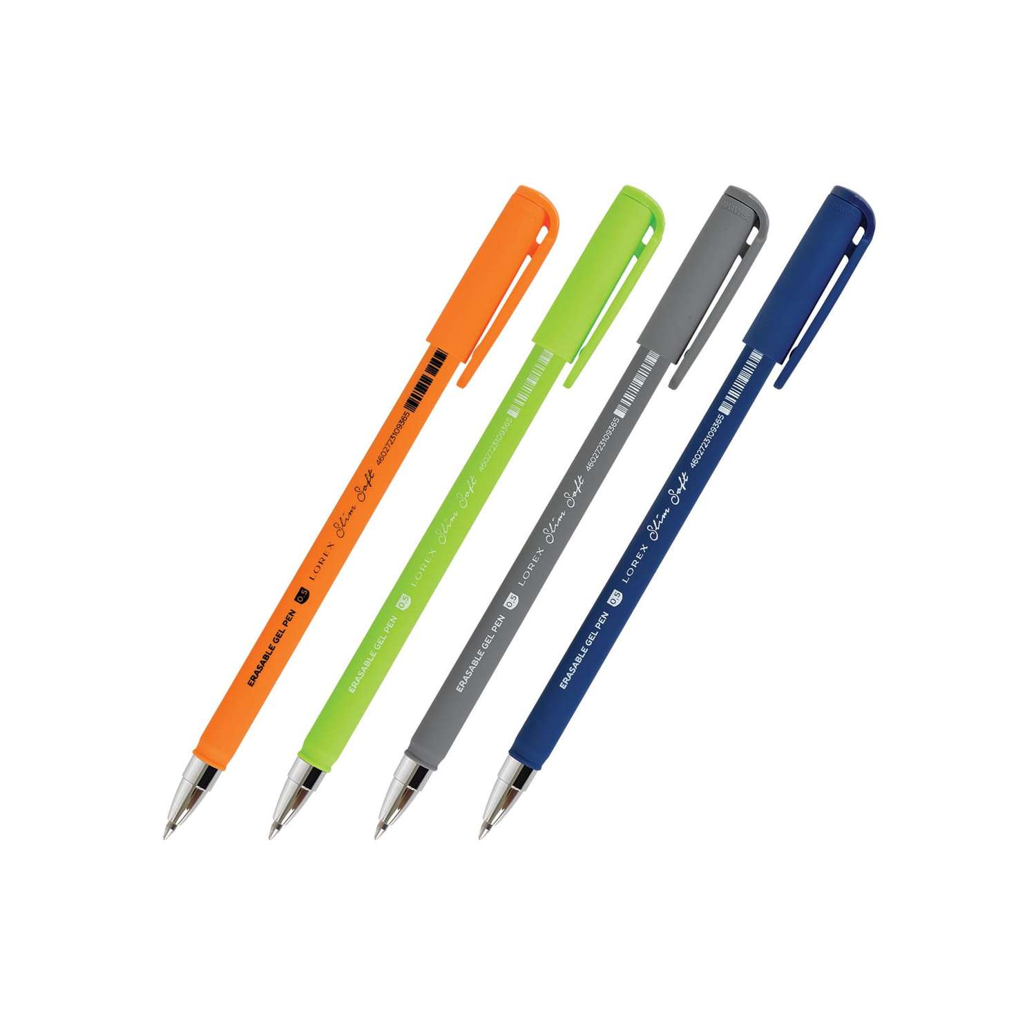 Ручки гелевые в наборе Lorex Stationery серия Slim Soft 0.5 мм 4 шт пиши стирай круглый прорезиненный корпус ассорти - фото 1