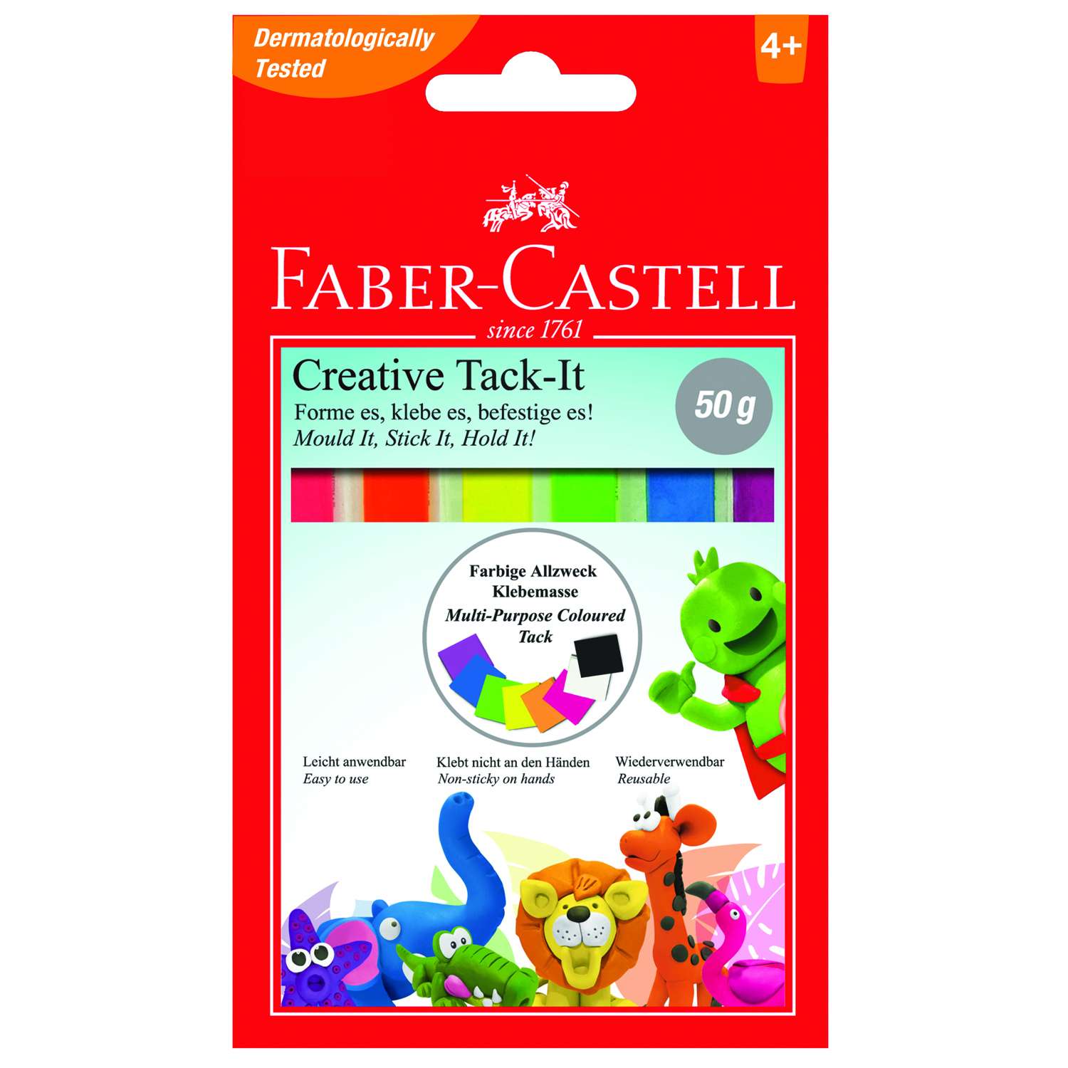 Масса для приклеивания Faber Castell Tack It снимаемая цветная 50г 187094 - фото 1