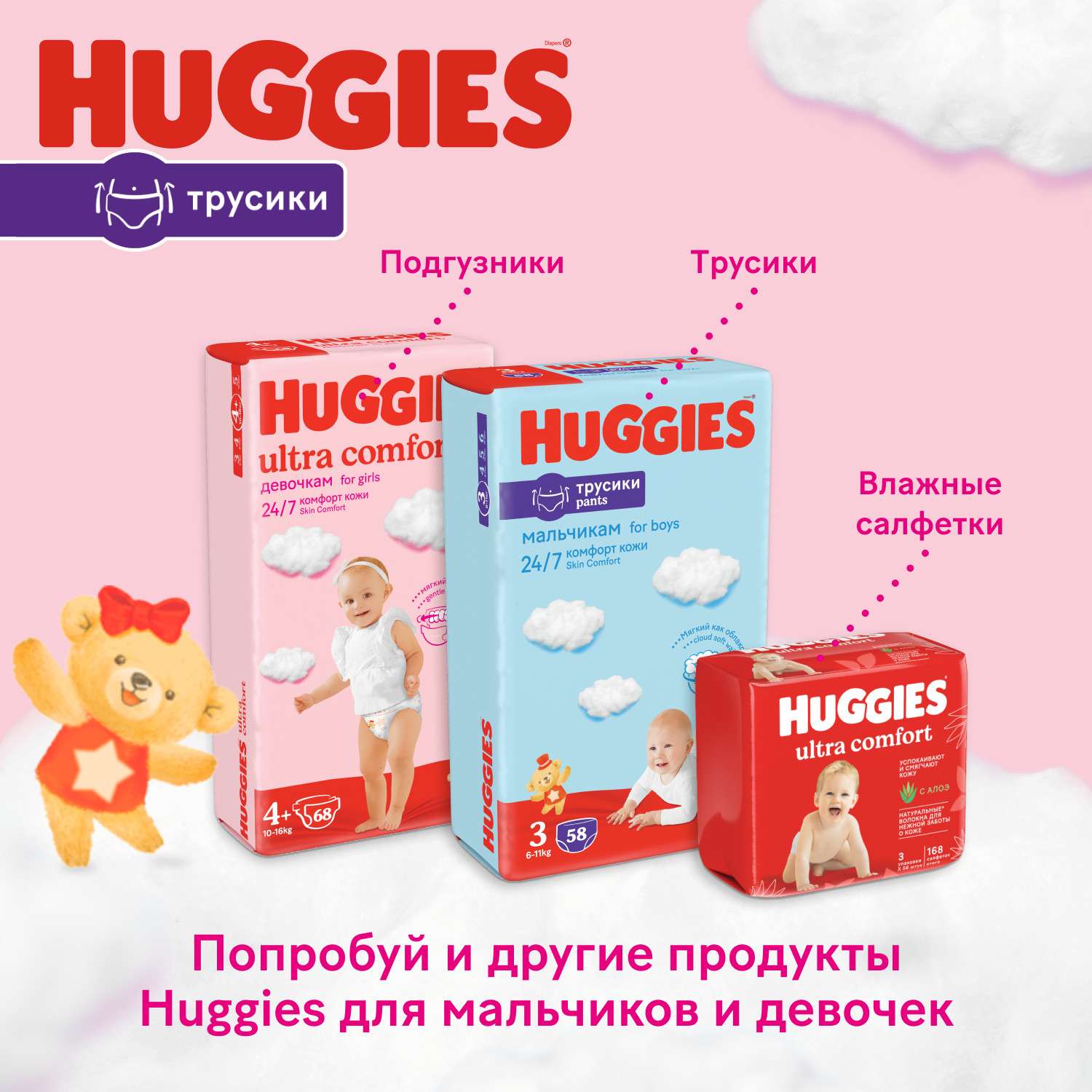 Подгузники-трусики для девочек Huggies 4 9-14кг 17шт - фото 18