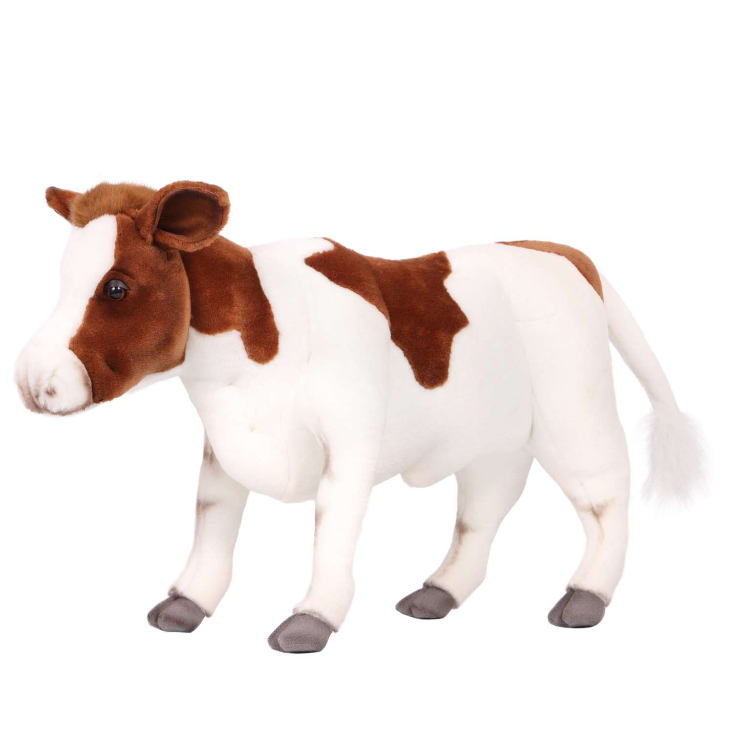 Реалистичная мягкая игрушка HANSA Корова телёнок коричнево-белая 52 см - фото 1
