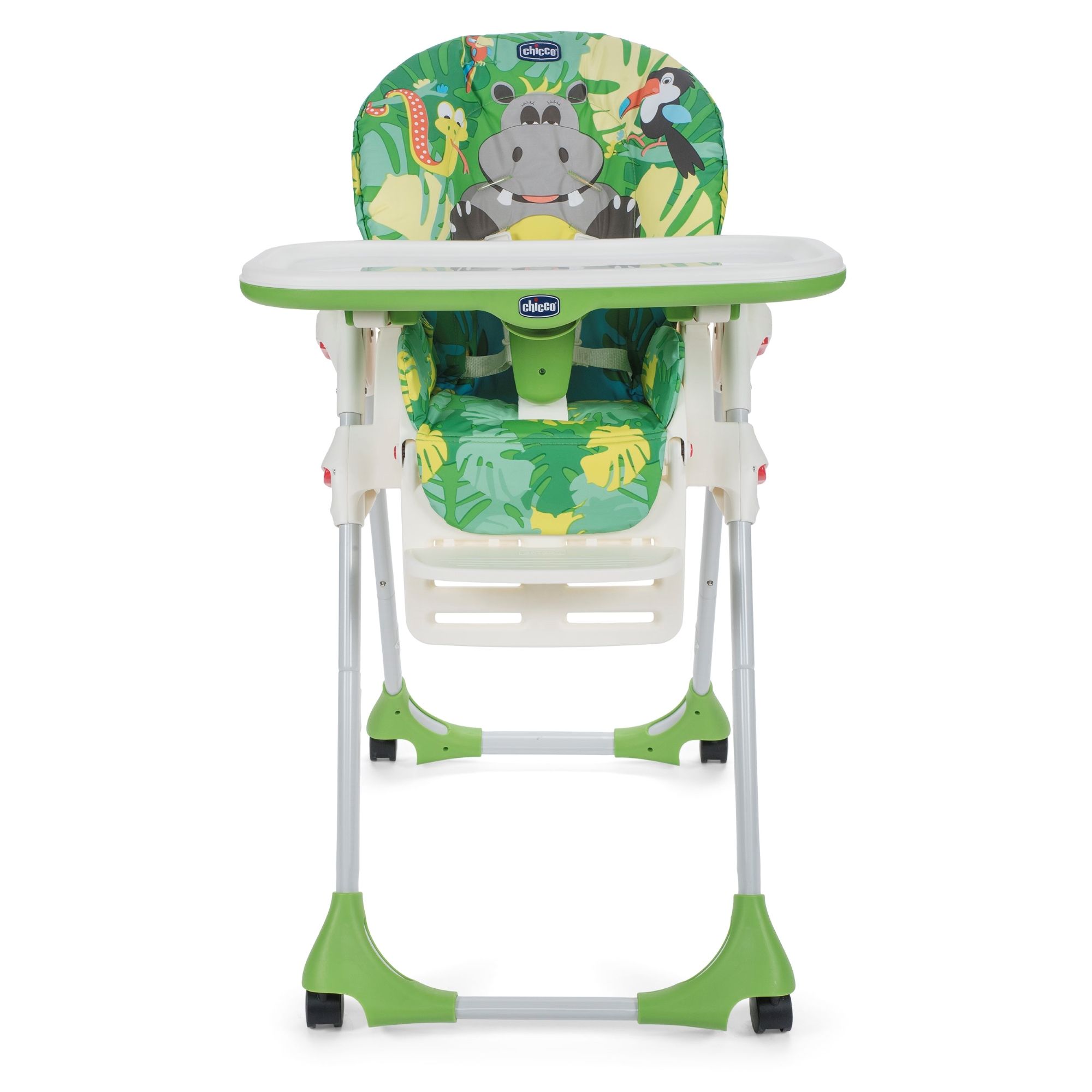 Стульчик CHICCO для кормления Polly 2 in 1 Easy Happy Jungle 4 колеса 06079212640180 - фото 2