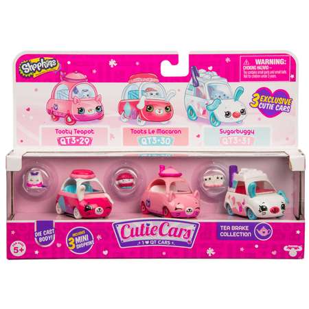 Машинки Cutie Cars 3шт +мини-фигурки Shopkins S3 Чайная минутка