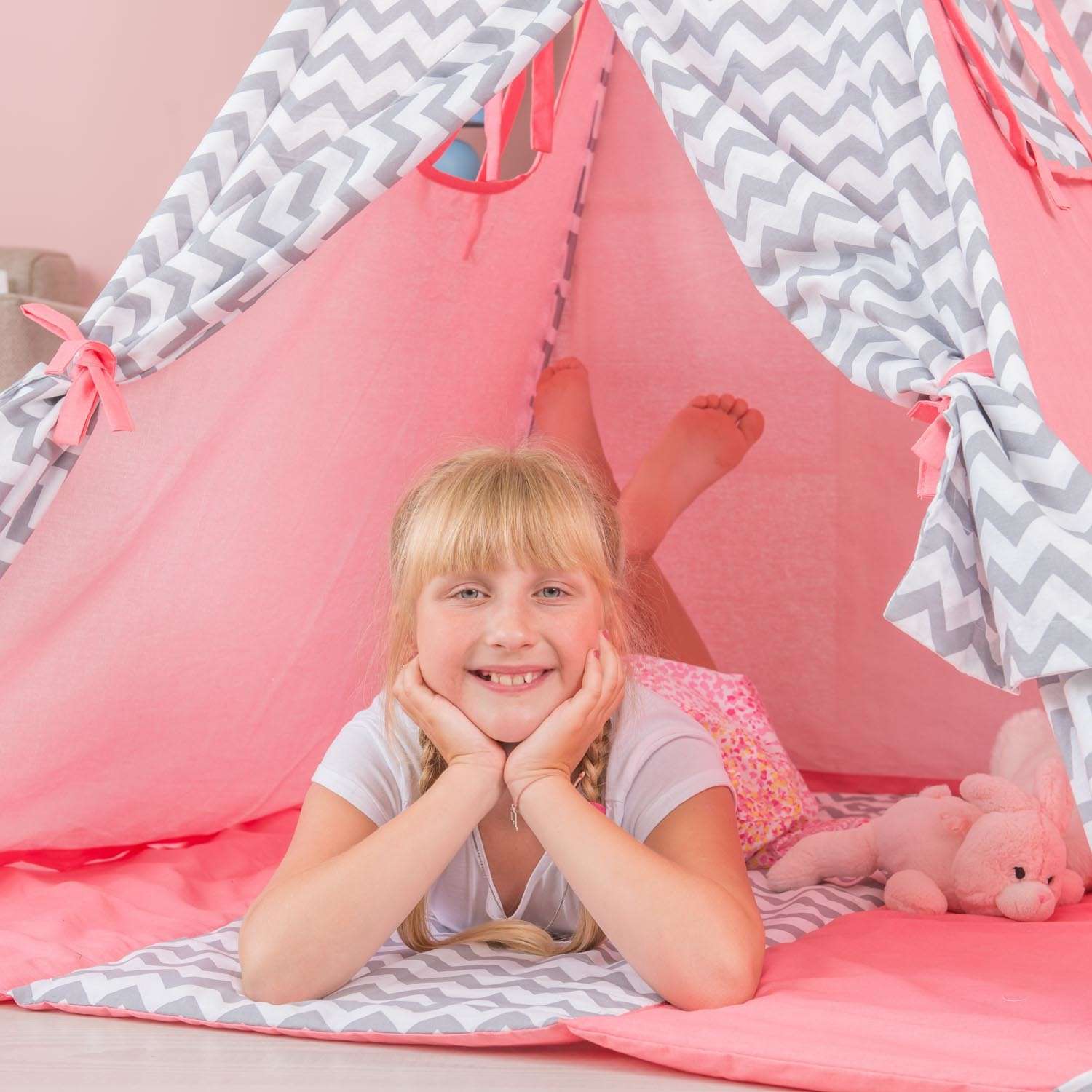 Палатка-вигвам Polini kids Зигзаг Розовая - фото 14