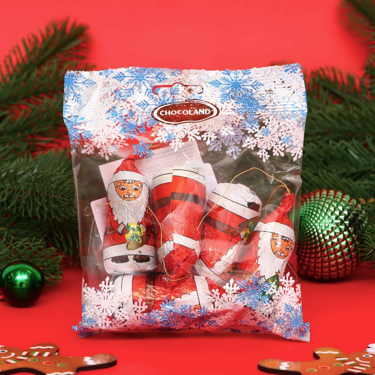 Новогодний подарок Sima-Land Шоколад фигурный молочный Санта Клаус в пакете 63 г - фото 2