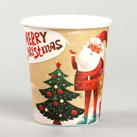 Стакан Страна карнавалия бумажный «Дед Мороз у ёлочки» набор 6 шт.