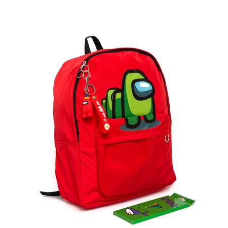 Рюкзак O GO Амонг Ас красный с брелоком и карандашами