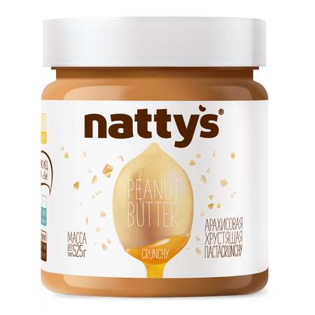 Паста арахисовая Nattys Crunchy с кусочками арахиса и мёдом 525 гр