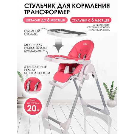 Стульчик для кормления BABY STYLE Пластмассовый детский складной трансформер