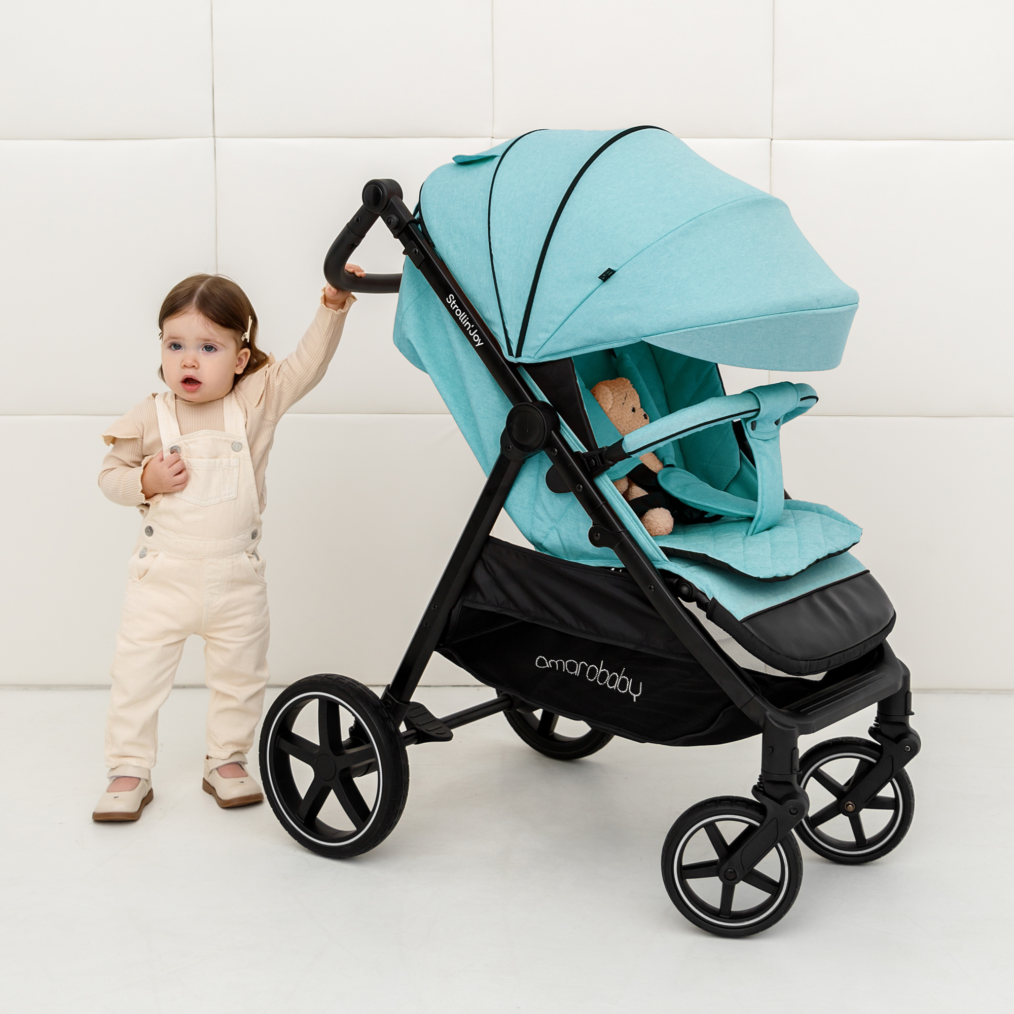 Коляска прогулочная Amarobaby Strollin Joy Бирюзовый - фото 26