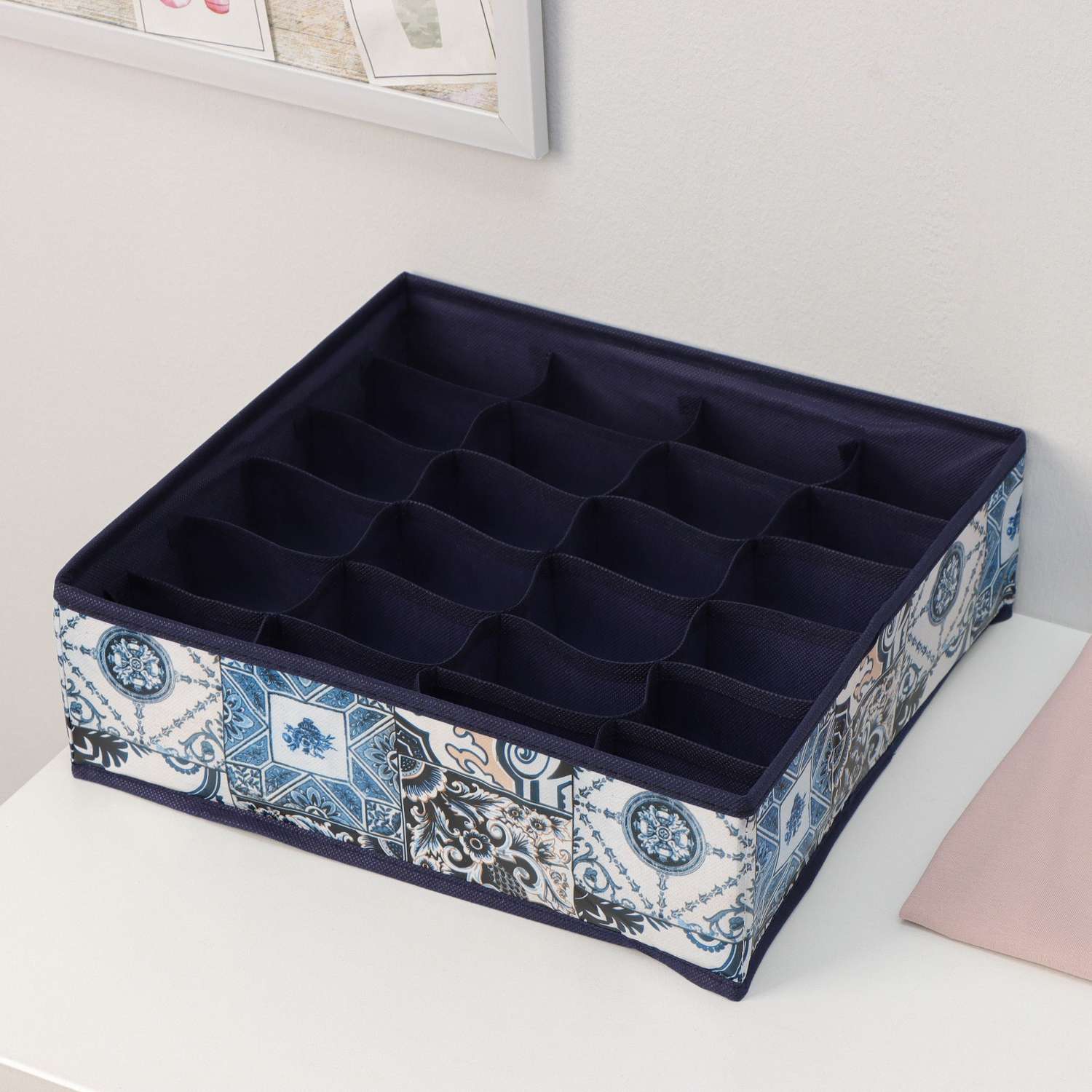 Органайзер Доляна для хранения белья «Мозаика» 24 отделения 30×33×10 см цвет синий - фото 2