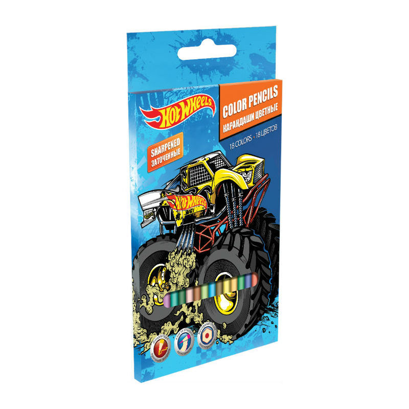 Цветные карандаши Kinderline HOT WHEELS - фото 1