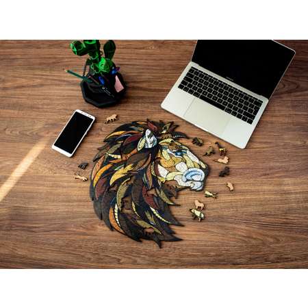 Деревянный фигурный пазл Eco Wood Art Лев L 41x37 см