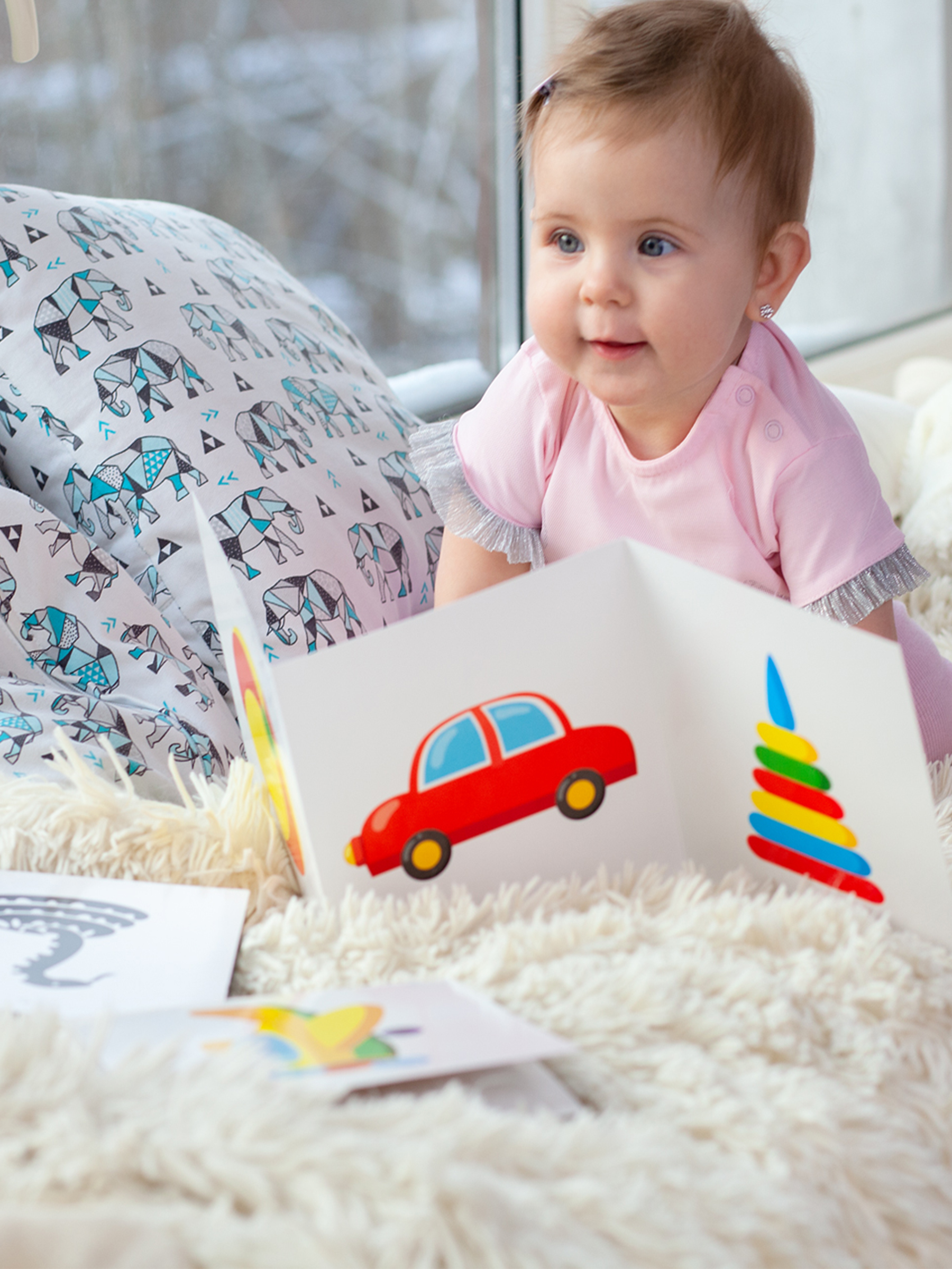 Карточки для новорожденных КУЗЯ ТУТ Набор из шести книжек - гармошек черно-белые и цветные картинки для малышей - фото 10