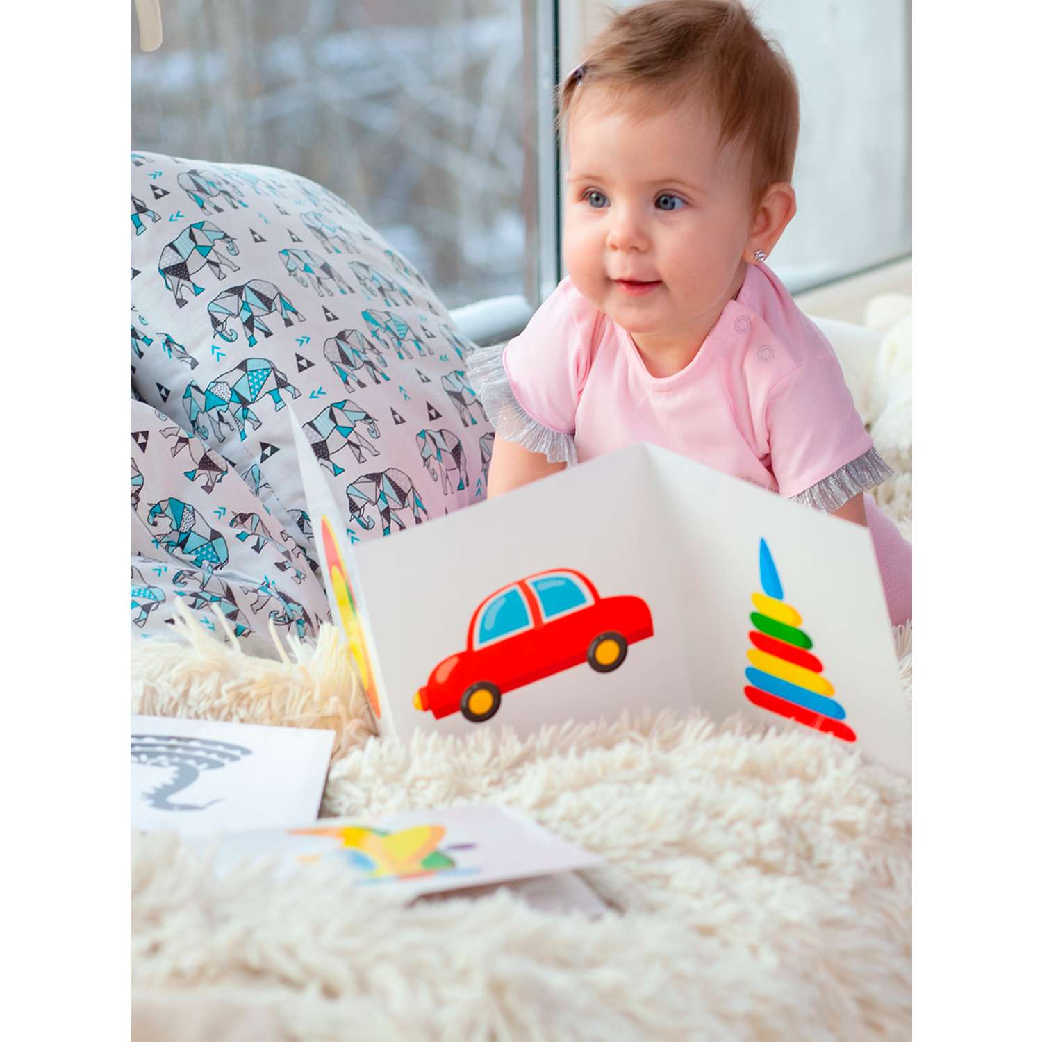 Карточки для новорожденных КУЗЯ ТУТ Набор из шести книжек - гармошек черно-белые и цветные картинки для малышей - фото 10