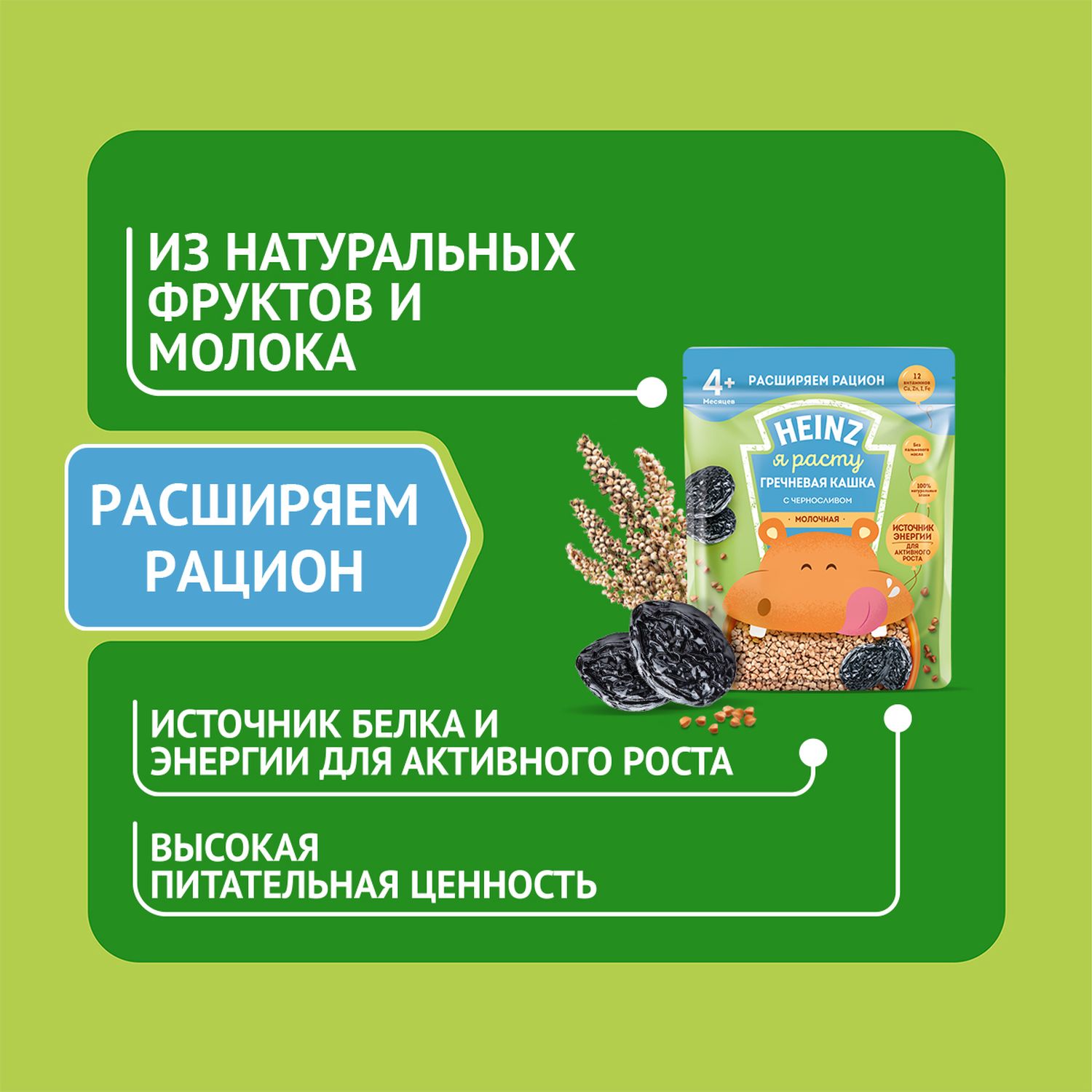 Каша молочная Heinz гречневая с черносливом 200г с 4месяцев купить по цене  148 ₽ в интернет-магазине Детский мир