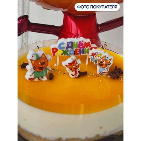 Свечи для торта Riota Три Кота С днем рождения 7 см 4 шт