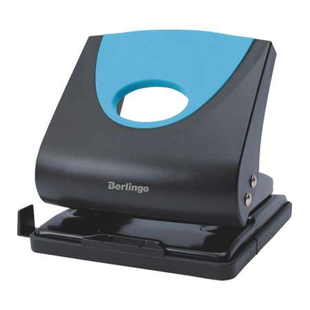 Дырокол Berlingo Office Soft 30 л пластиковый синий с линейкой