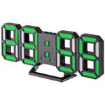 LED часы-будильник Perfeo LUMINOUS 2 черный корпус зелёная подсветка PF-6111