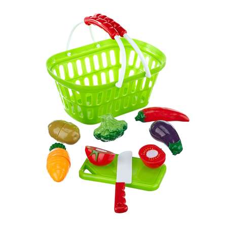 Игрушечный набор Donty-Tonty Фрукты и овощи на липучках в корзинке