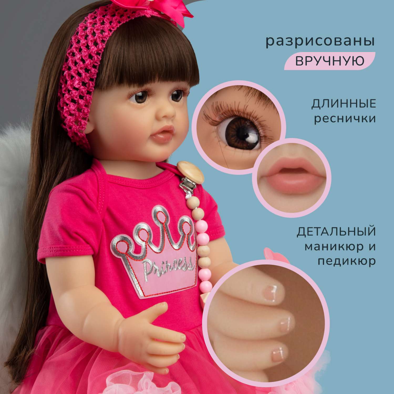 Кукла Реборн QA BABY Мэрилин девочка большая пупс набор игрушки для девочки 55 см 5505 - фото 2
