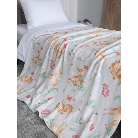 Плед на кровать Baby Nice MICRO FLANNEL Оленята серый 150х200