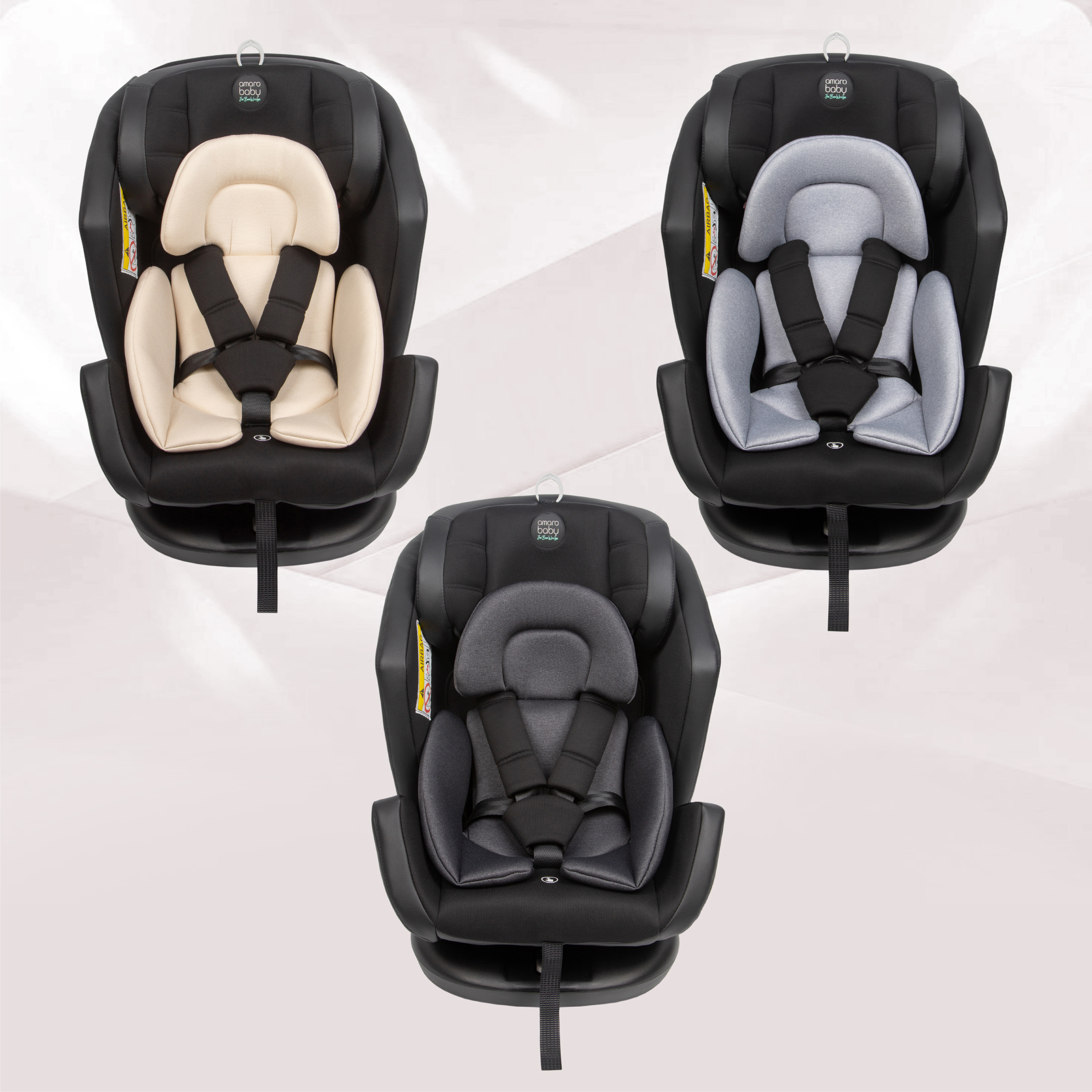 Автокресло с боковой поддержкой Amarobaby Favorite Isofix группа 0+/1/2/3 чёрный/серый - фото 28