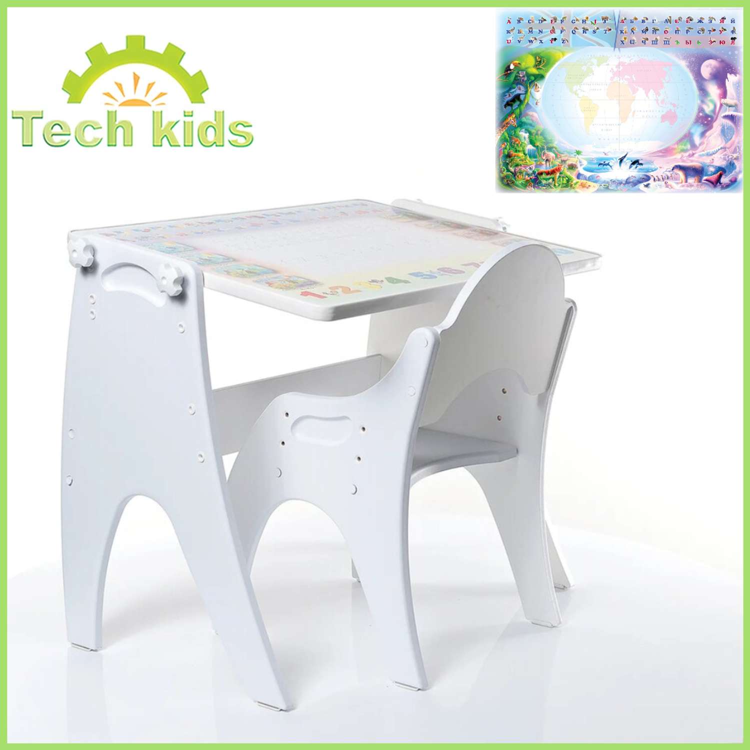 Стол-трансформер и стул Tech kids белый глянец Части света - фото 1