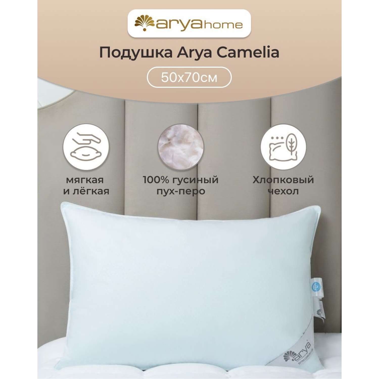 Подушка Arya Home Collection 50x70 см для сна Camelia голубой цвет - фото 1