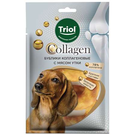 Лакомство для собак Triol Collagen 80г (3шт) Бублики коллагеновые с мясом утки