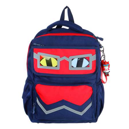 Рюкзак подростковый CLIPSTUDIO с аппликацией в форме лица красно-синий