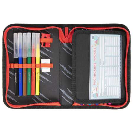 Пенал Brauberg школьный с наполнением для ручек и карандашей для мальчика 1 отделение 24 предмета