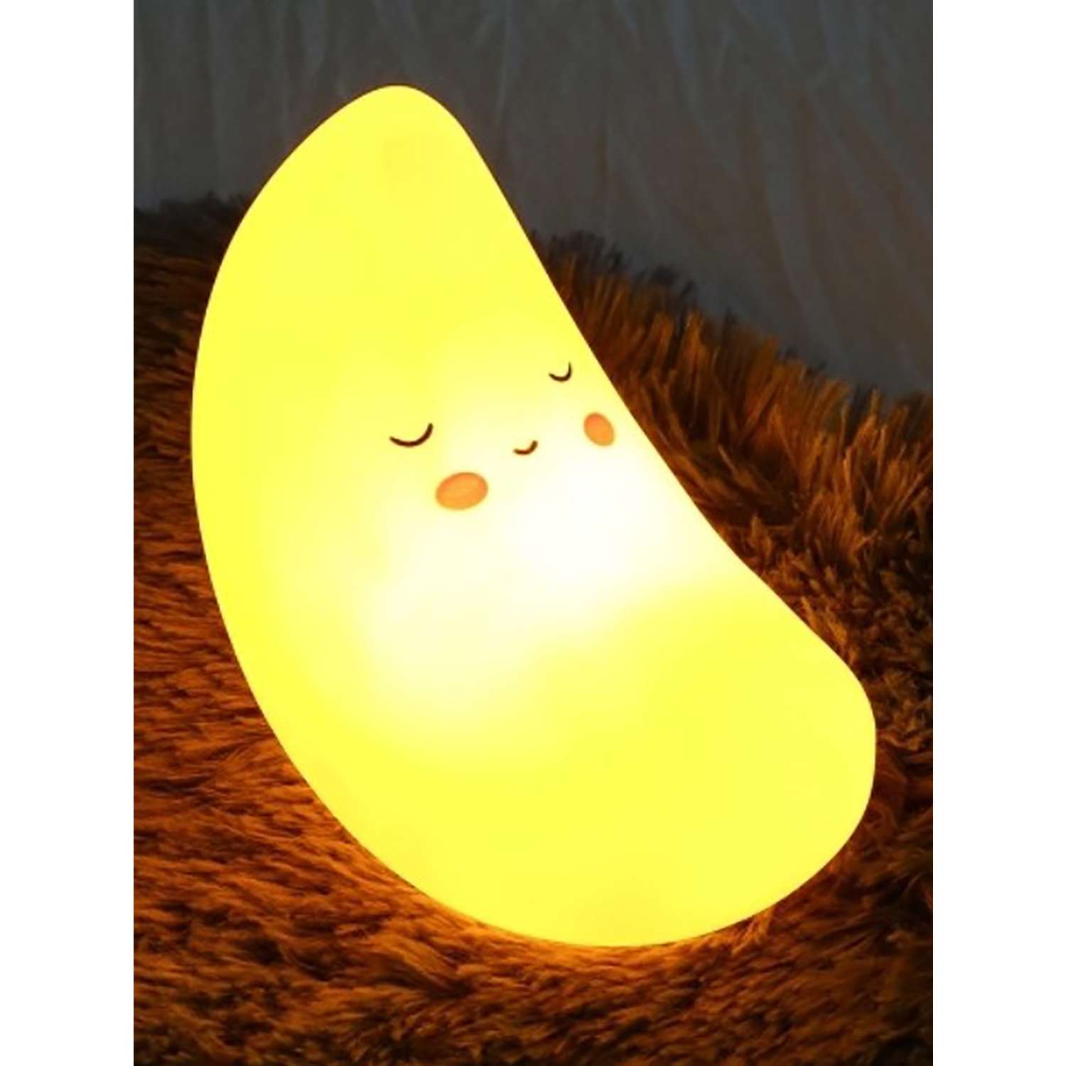 Лампа настольная светодиодная LATS ночник детский месяц желтый - фото 14