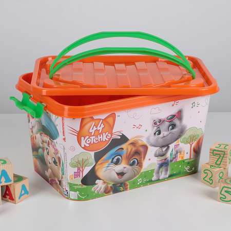 Контейнер Sima-Land для хранения игрушек 15 л 44 котенка цвет белый оранжевый