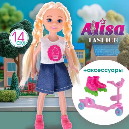 Кукла детская Алиса фэшн 1TOY блондинка с косичками маленькая 14,4 см