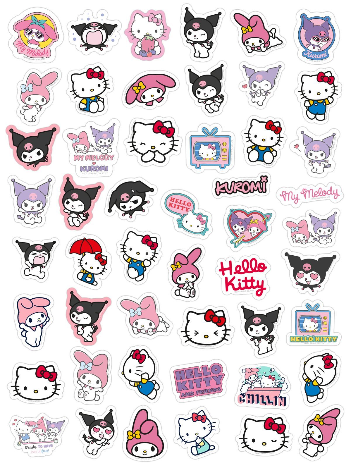 Наклейки виниловые PrioritY детские Hello Kitty Куроми 50 штук - фото 2