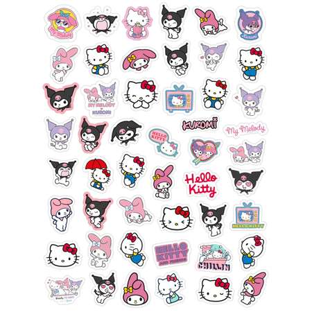 Наклейки виниловые PrioritY детские Hello Kitty Куроми 50 штук