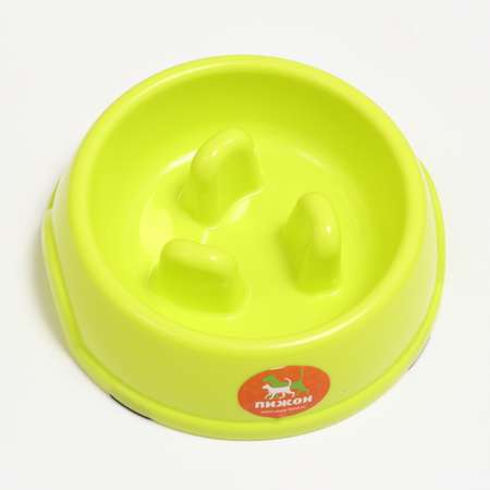 Миска Пижон пластиковая медленное кормление18 х 18 5 х 5 5 см зелёная