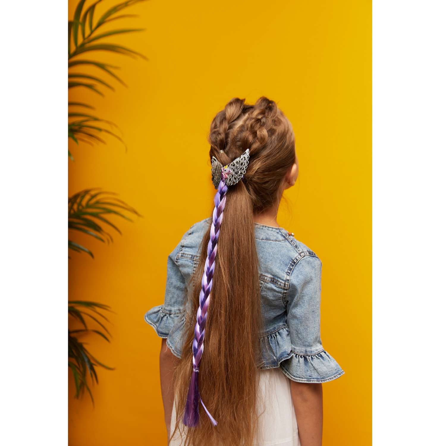 Цветные пряди для волос Lukky Fashion на заколках искусственные детские бело-голубой цвет 40 см аксессуары для девочек - фото 14