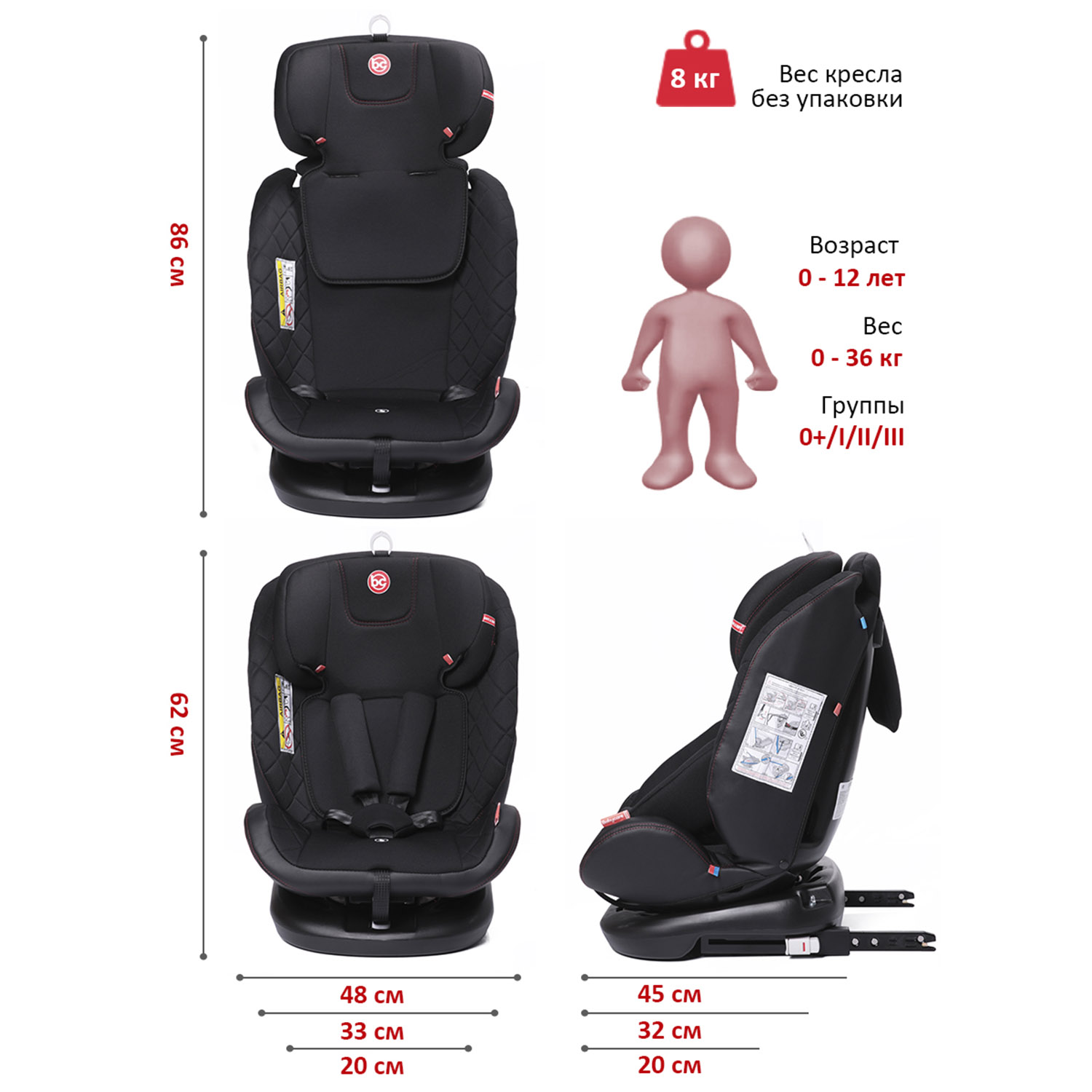 Автокресло BabyCare Shelter ISOFIX черный красный - фото 7