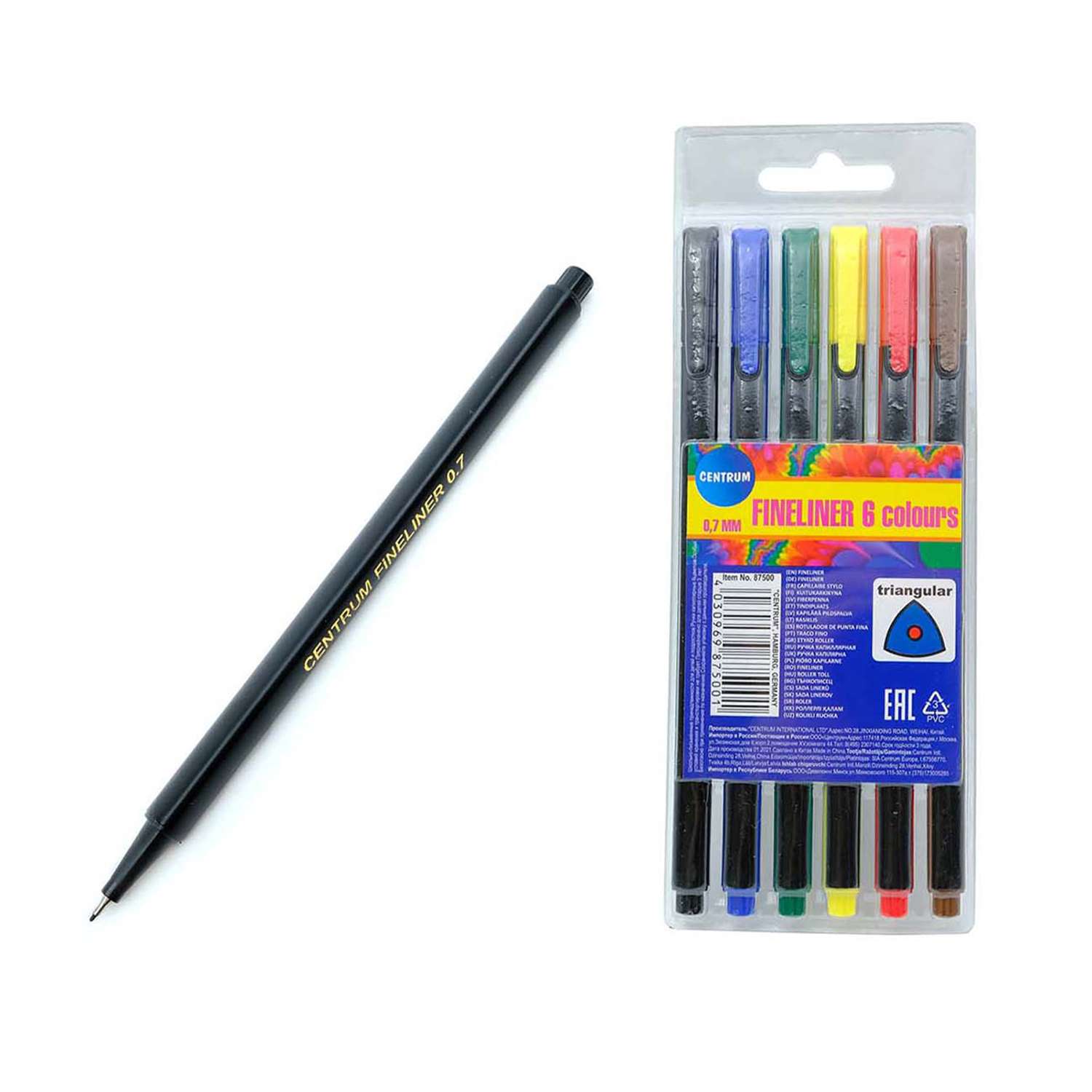 Ручка капиллярная CENTRUM линер для каллиграфии и рисования толщина линии 0.7 мм 6 шт - фото 1